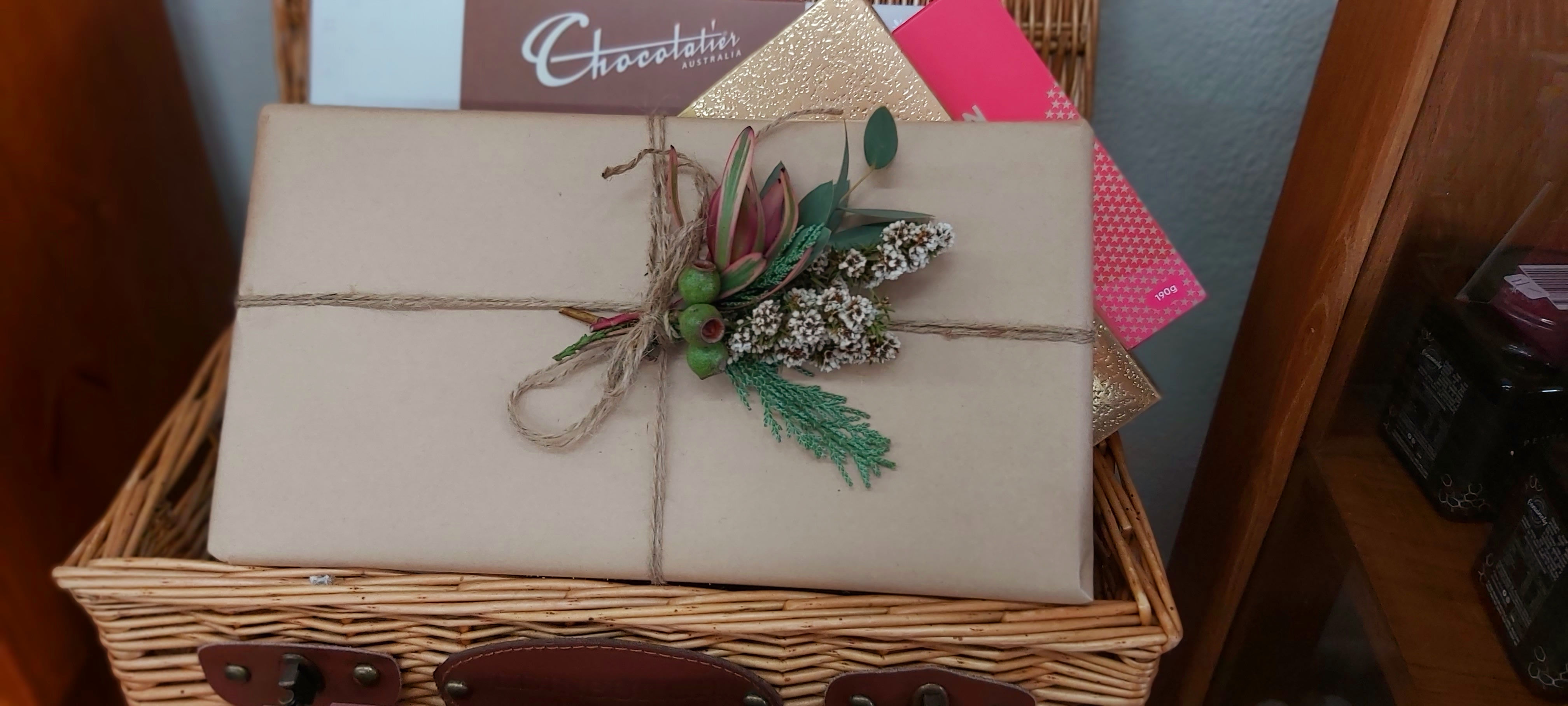 Boxed chocolates gift wrapped