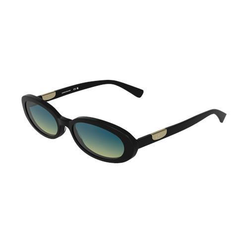Longchamp LO795S 001 oval black sunglasses with green gradient lenses SIDE VIEW