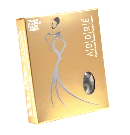 the box of Adore Dare colored contact lenses — dramatic, deep tones for bold eye definition