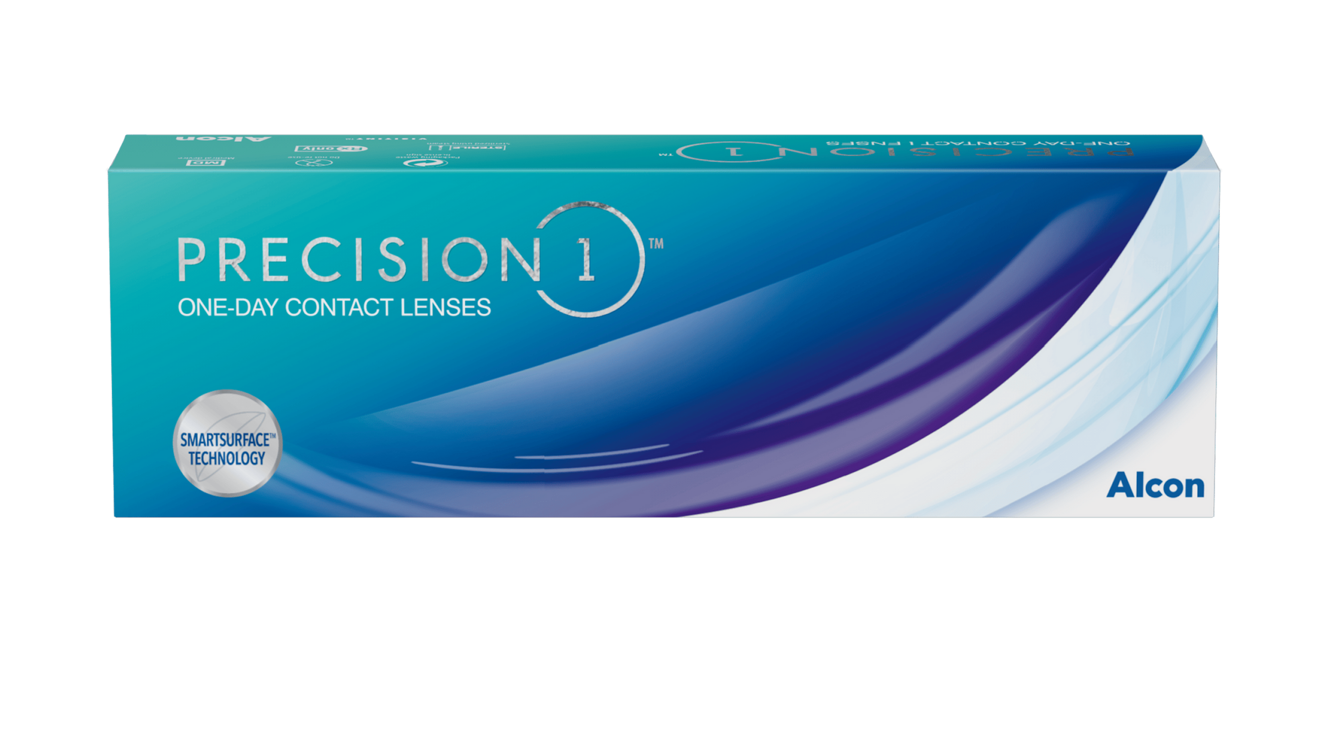 PRECISION1 30‑pack daily lenses — advanced hydrogel, UV protection, and comfortable moisture retention