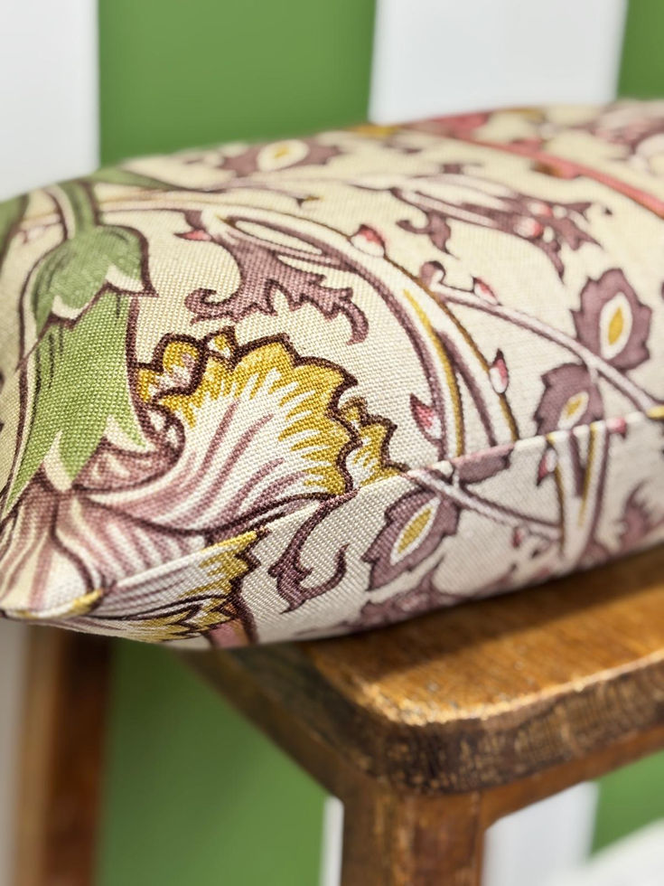 William Morris Pink Rose Cushion Manilla Wine