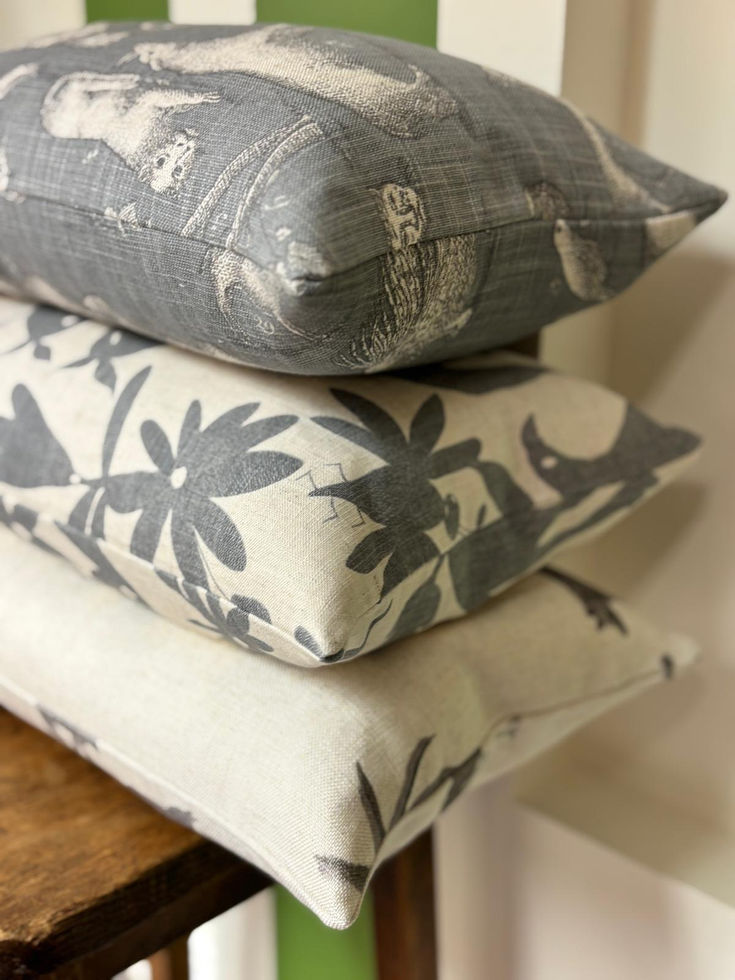 GP & J Baker Birds Cherries Cushion Soft Blue Double Sided