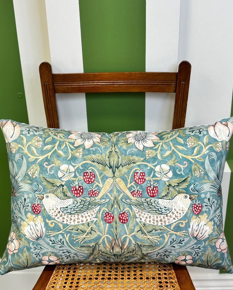 William Morris Strawberry Thief Large Cushions Slate Vellum