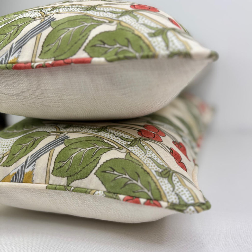 GP & J Baker Birds Cherries Cushions With Inners Red Green
