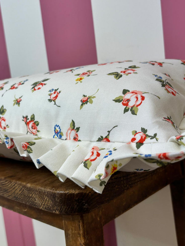 Clarke & Clarke Rosebud Frilled Cushions Spice with inners