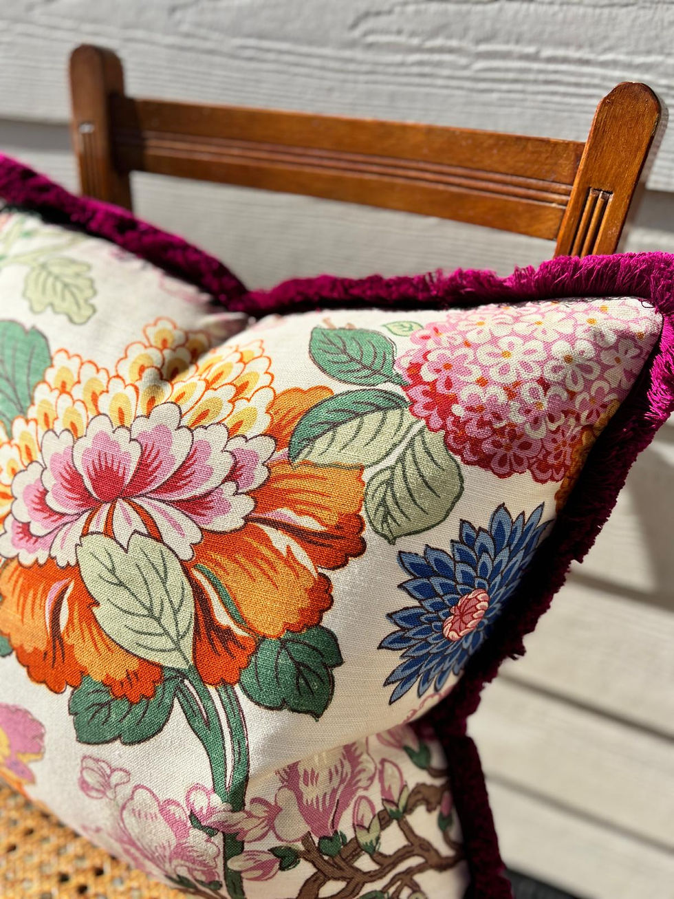 GP & J Baker Magnolia Cushion Cream Blue