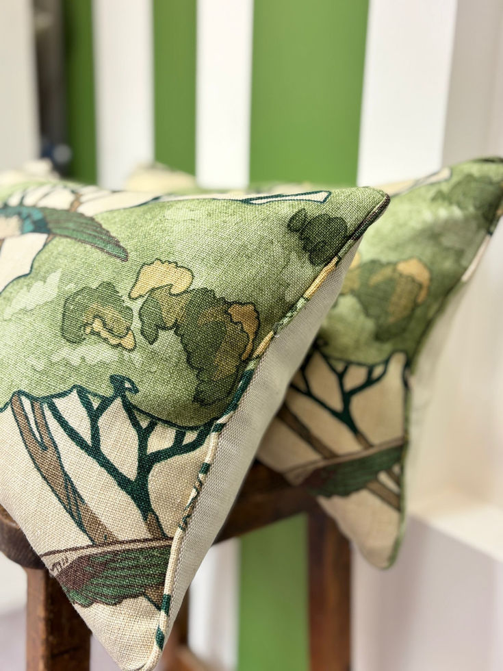 Mulberry Flying Ducks Cushion Emerald with Feather Inner