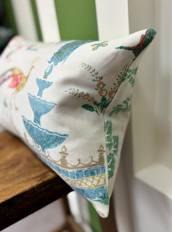 Jane Churchill Persian Grove Cushion Teal Aqua