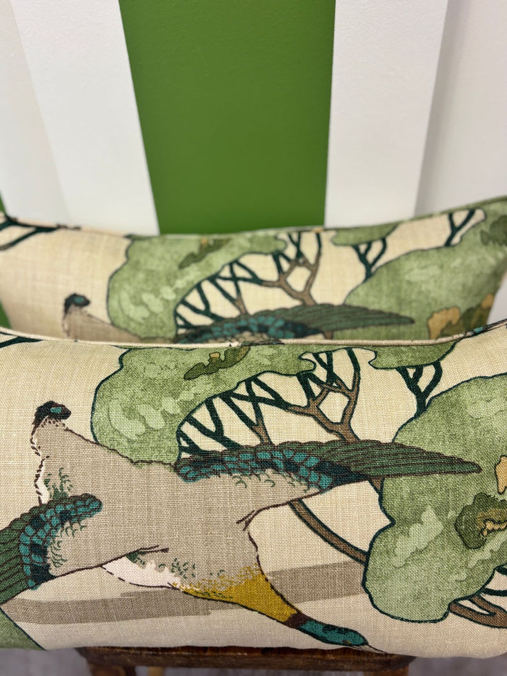 Mulberry Flying Ducks Cushion Emerald with Feather Inner