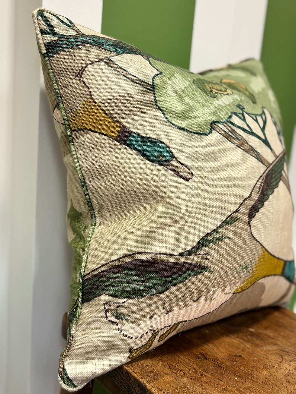 Mulberry Flying Ducks Cushion Emerald Double Sided
