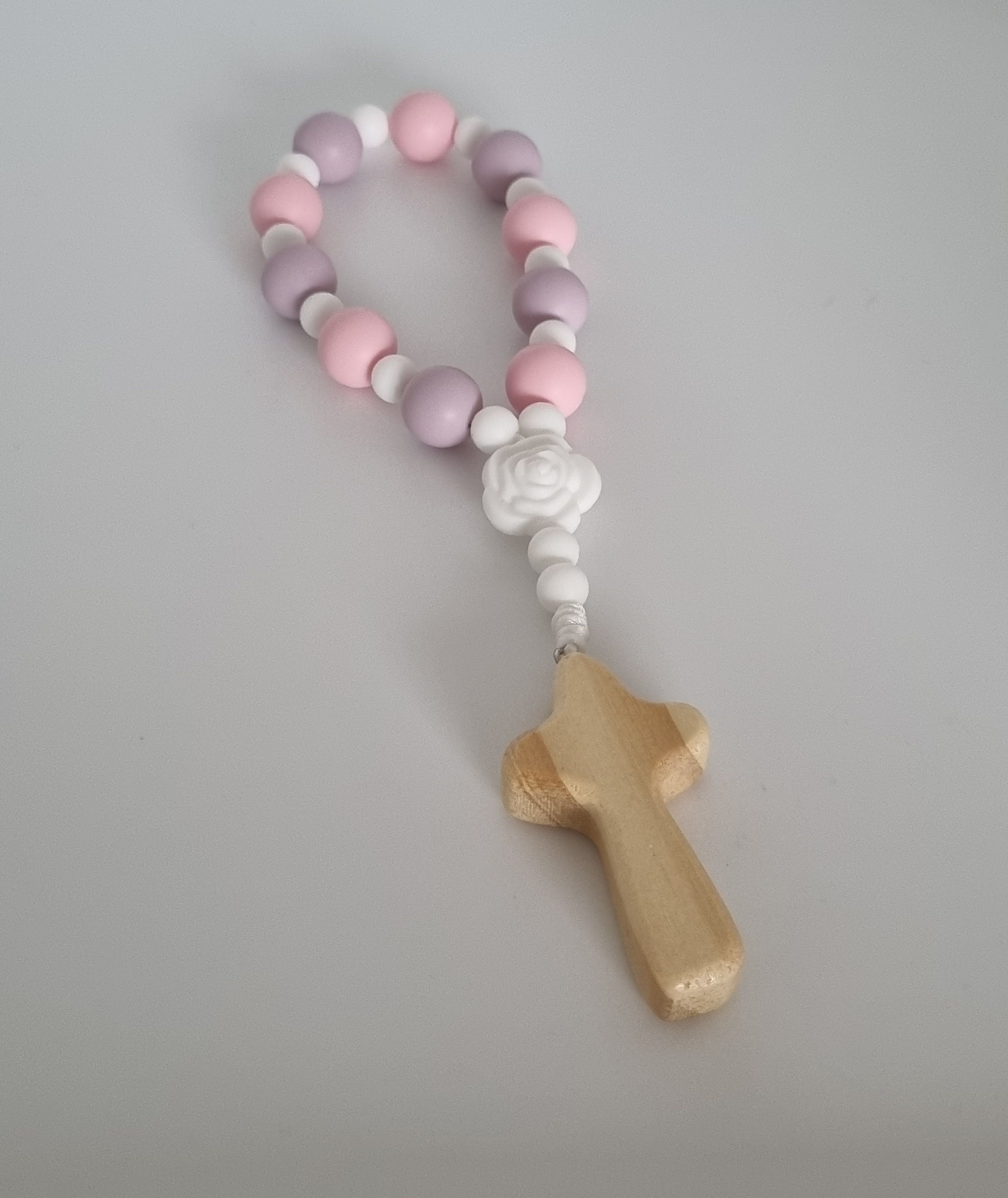 Children's Baby Pink & Purple Door Knob Rosary - Nursery Rosary