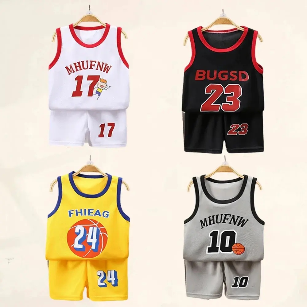 Children Sets Summer Sleeveless Basketball T-shirts Shorts for Children Clothing