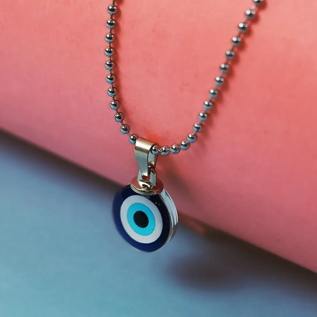 Siddh Najar Raksha Kavach Blue Turkish Evil Eye Pendant Chain Necklace For Men A