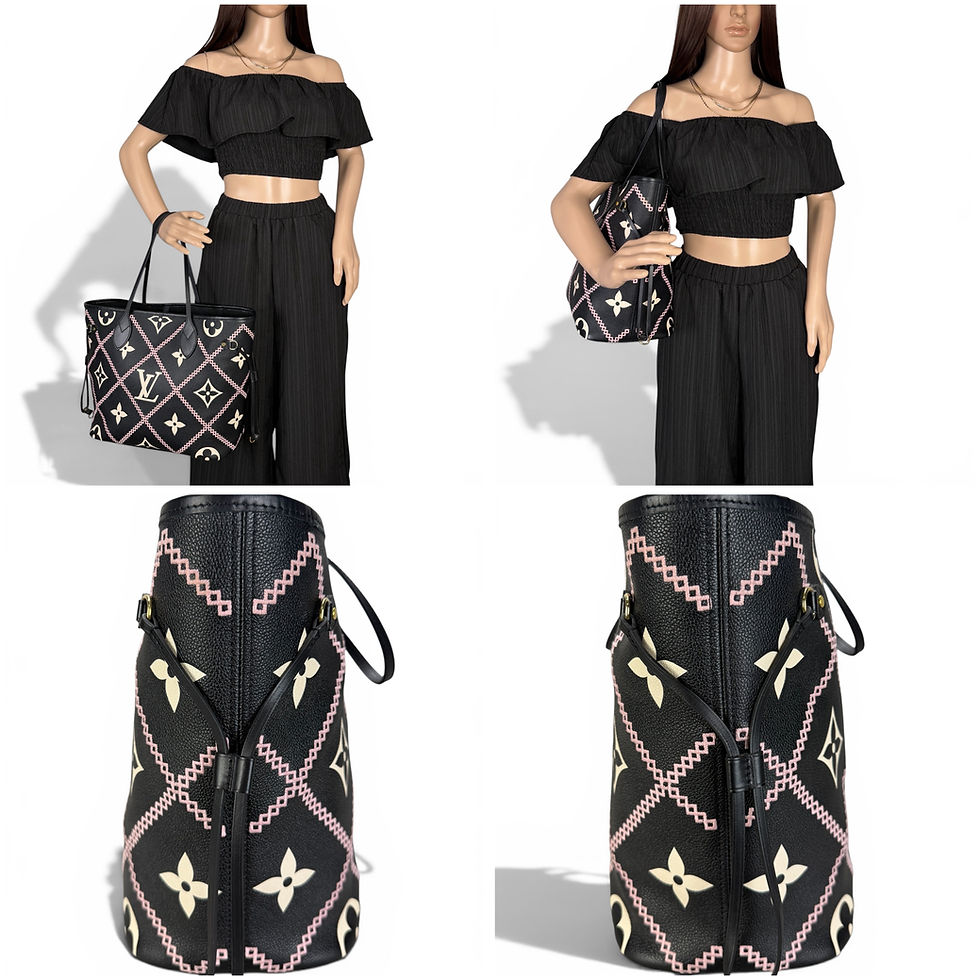 Thumbnail: Louis Vuitton Neverfull MM Black Giant Flower Monogram Empreinte - DOL2290