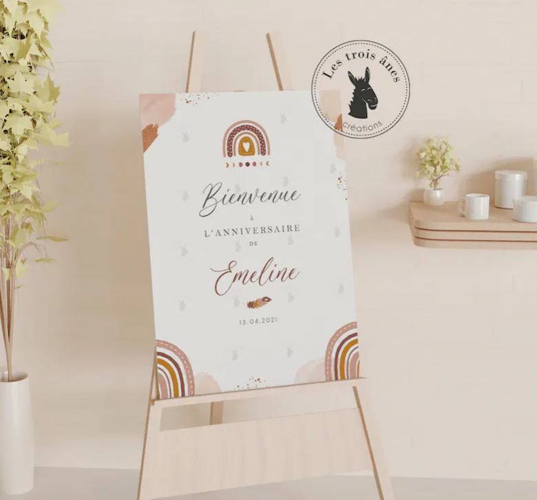 Affiche bienvenue -Arc en ciel Bohème