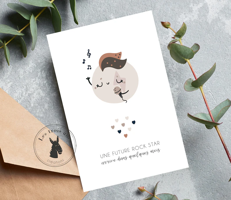Carte - annonce grossesse - Rock Star (chanteuse)