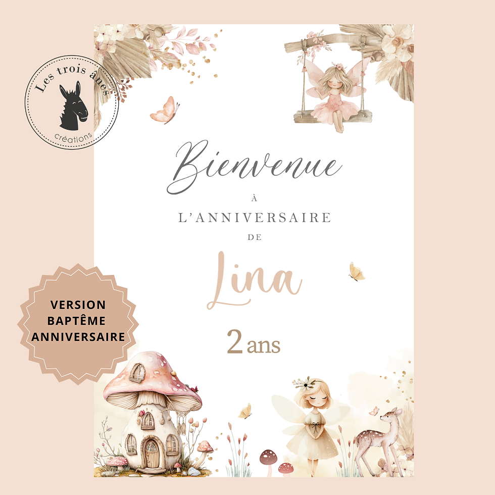 Affiche bienvenue -fée - forêt enchantée