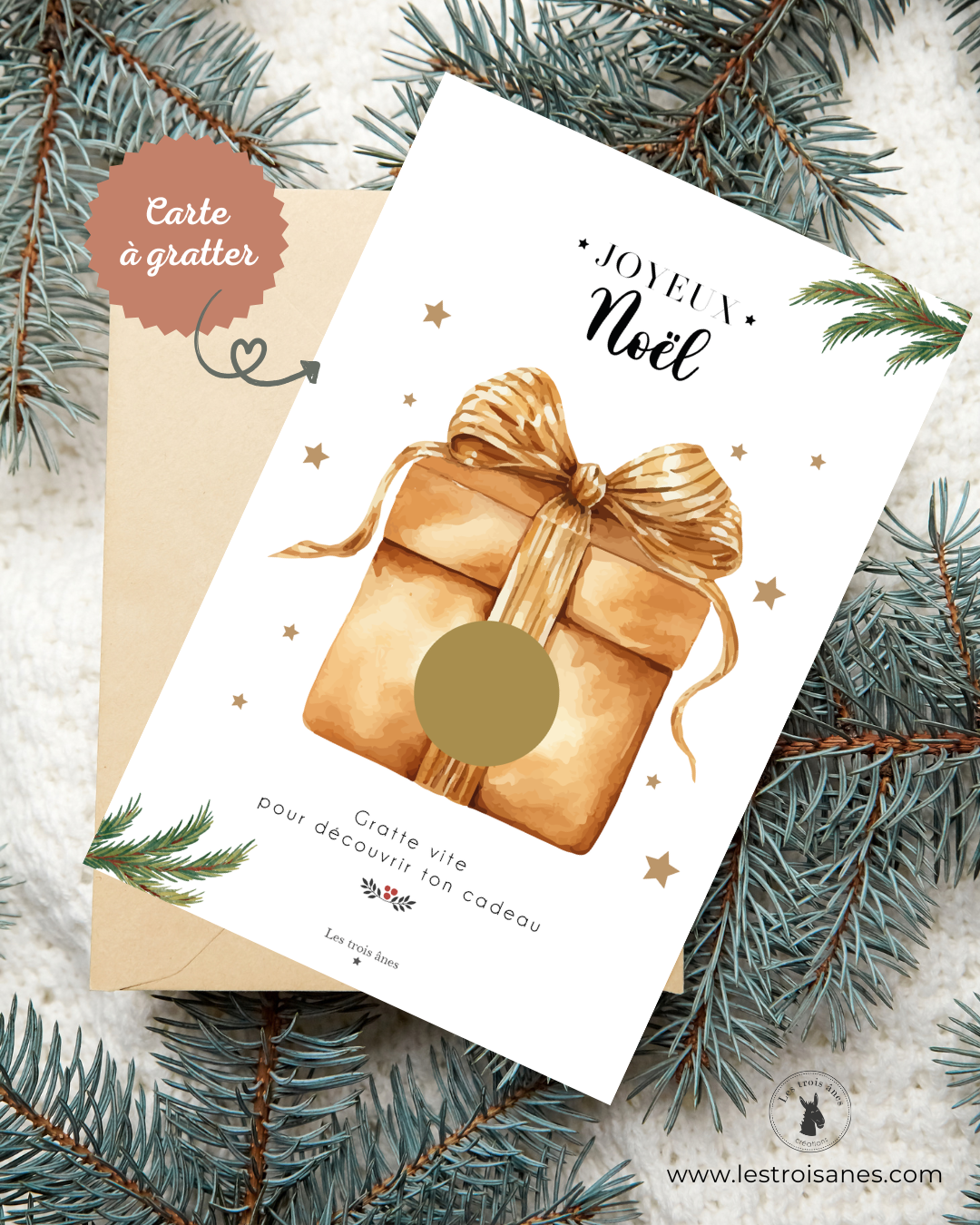 Carte à gratter - Cadeau de noël - annonce - message personnalisé -