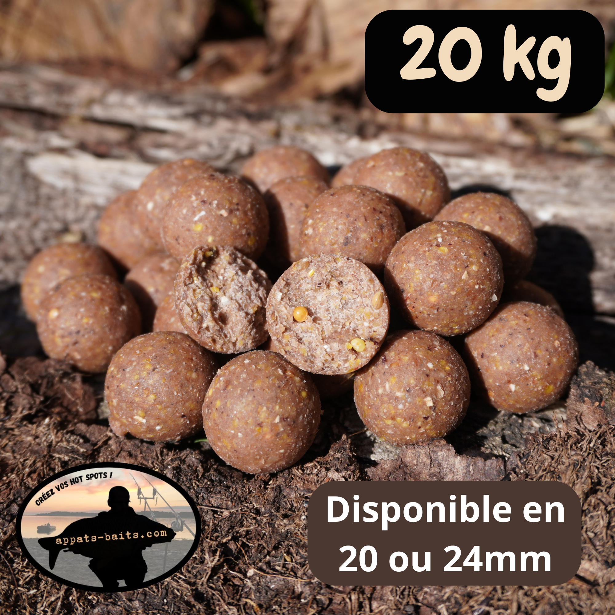 Bouillettes Eco2 CERISE NOIRE/CALAMAR - 20 ou 24mm - 20kg