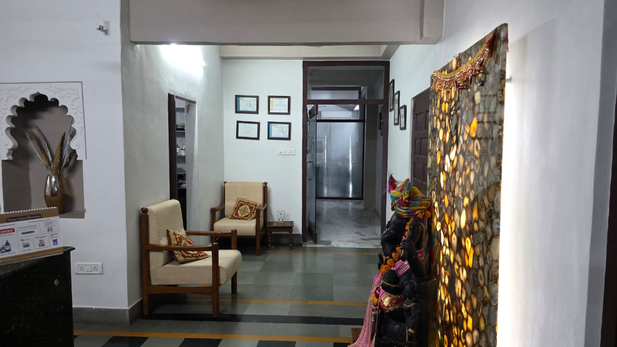 Waiting area at this modern dental clinic in Udaipur
