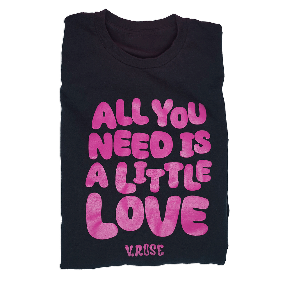 Thumbnail: A Little Love - Screen Printed Tee Black/Pink