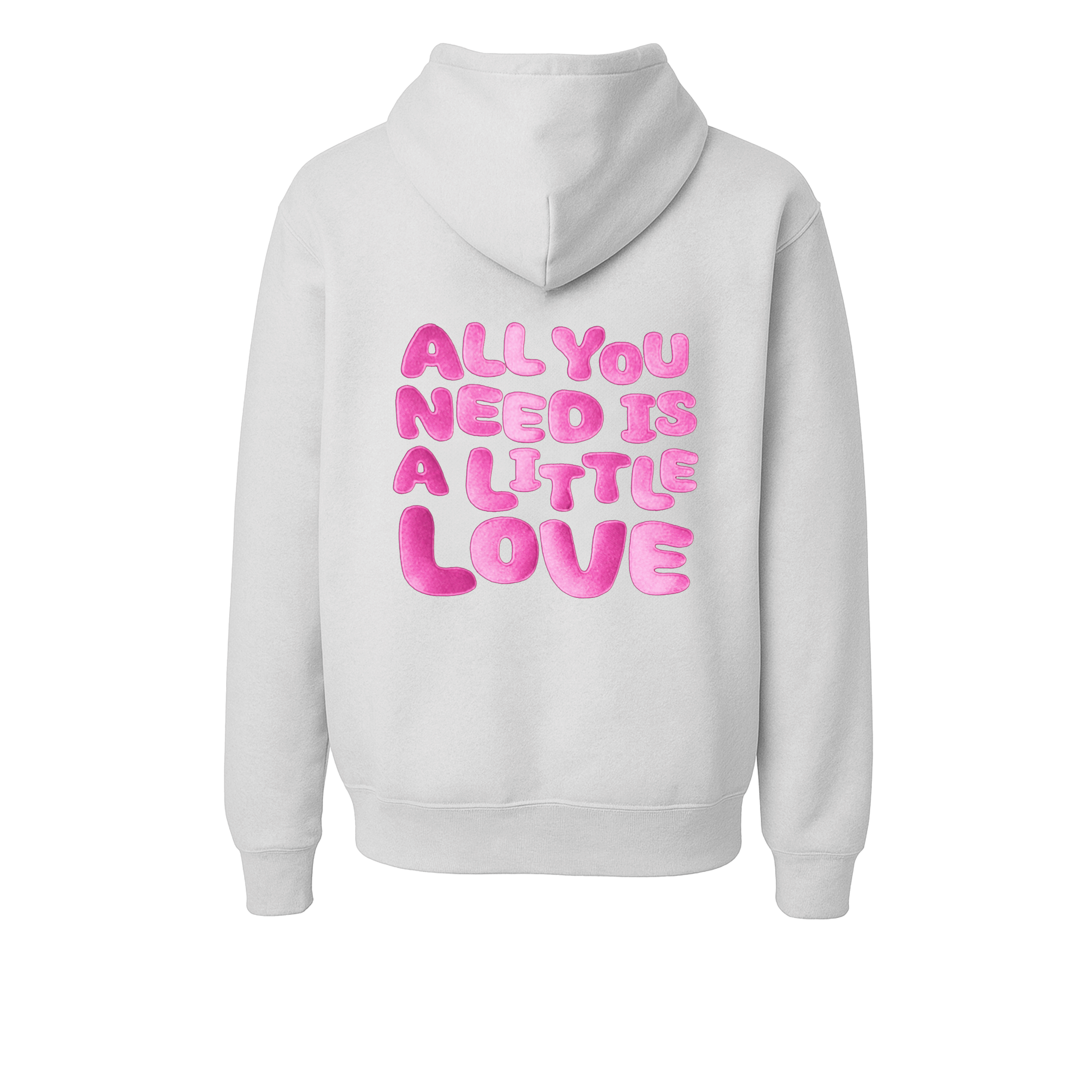 White/Pink A Little Love - Embroidered Hoodie