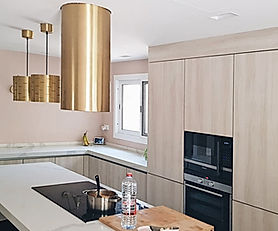 Beige and White Modern Kitchen with Gold Details