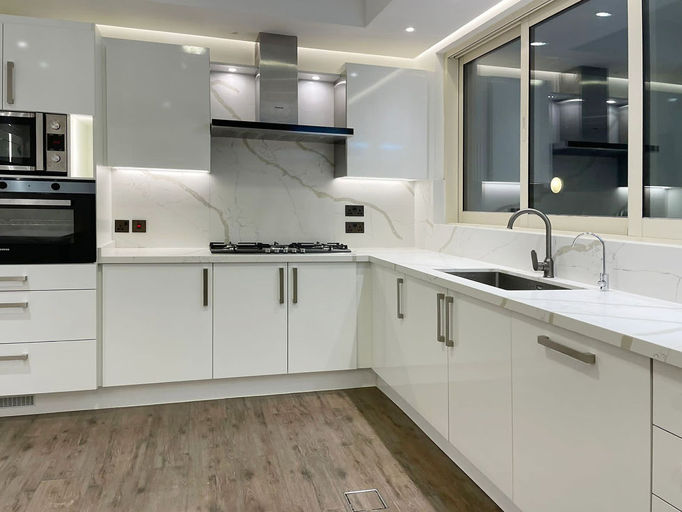 Glossy All-White Contemporary Kitchen