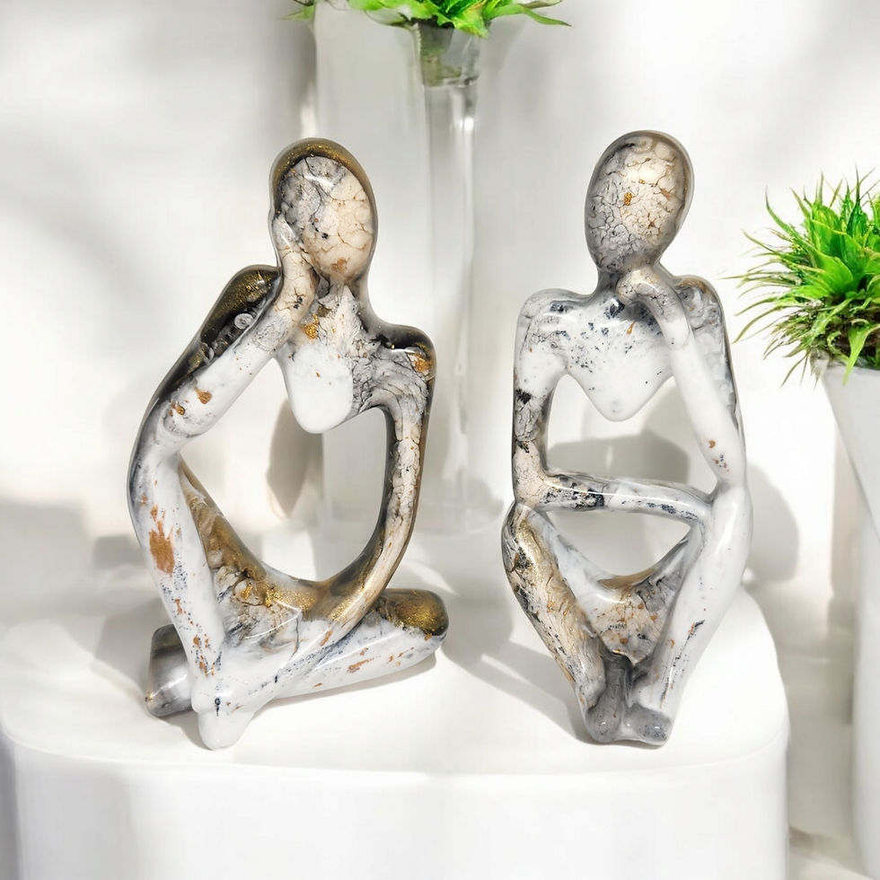 Thumbnail: Set of 2 Abstract Black, White and Gold Thinking Lady's