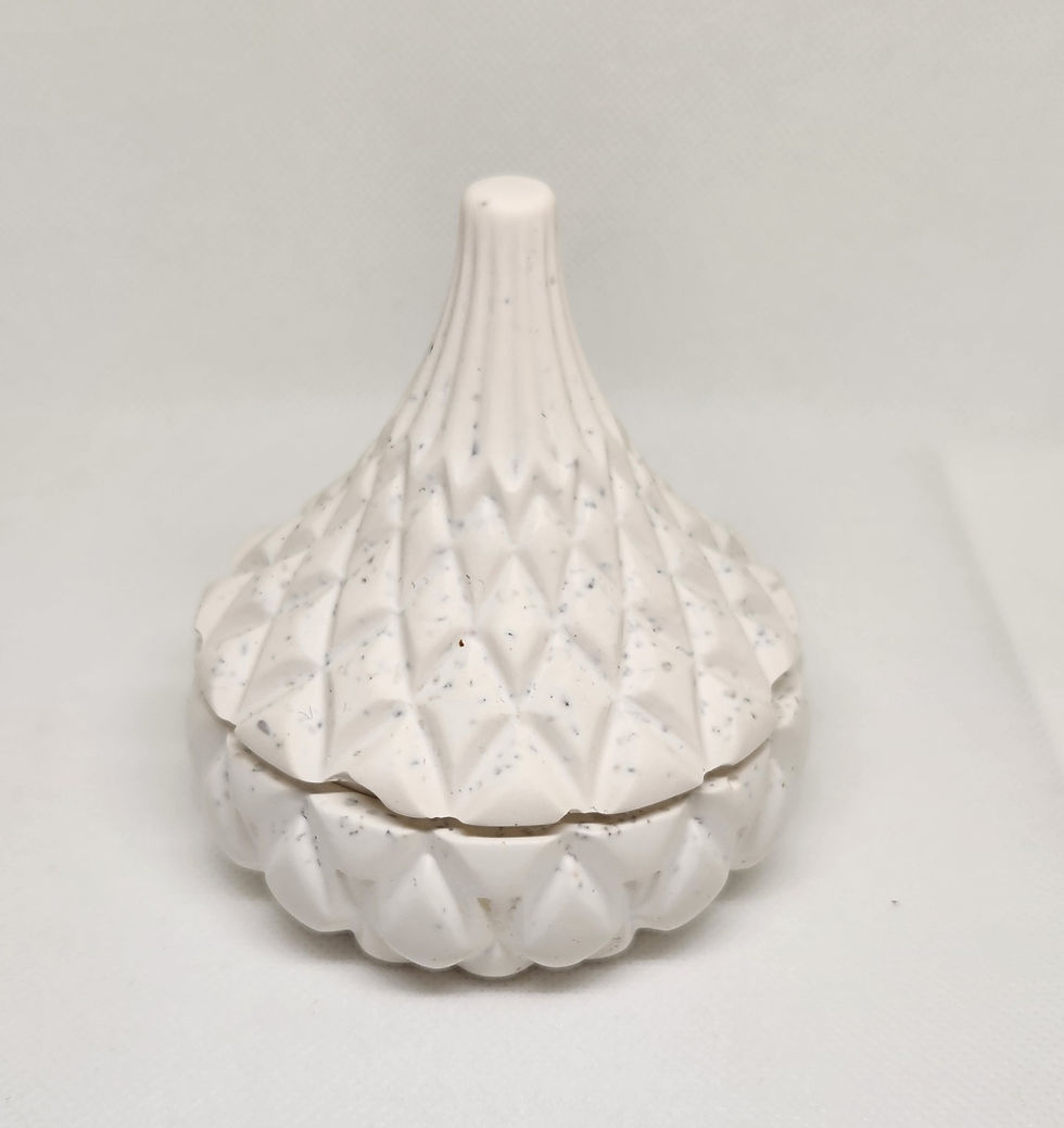 Thumbnail: White Sea Sand Pointy Trinket Box with Lid and Scented Candle
