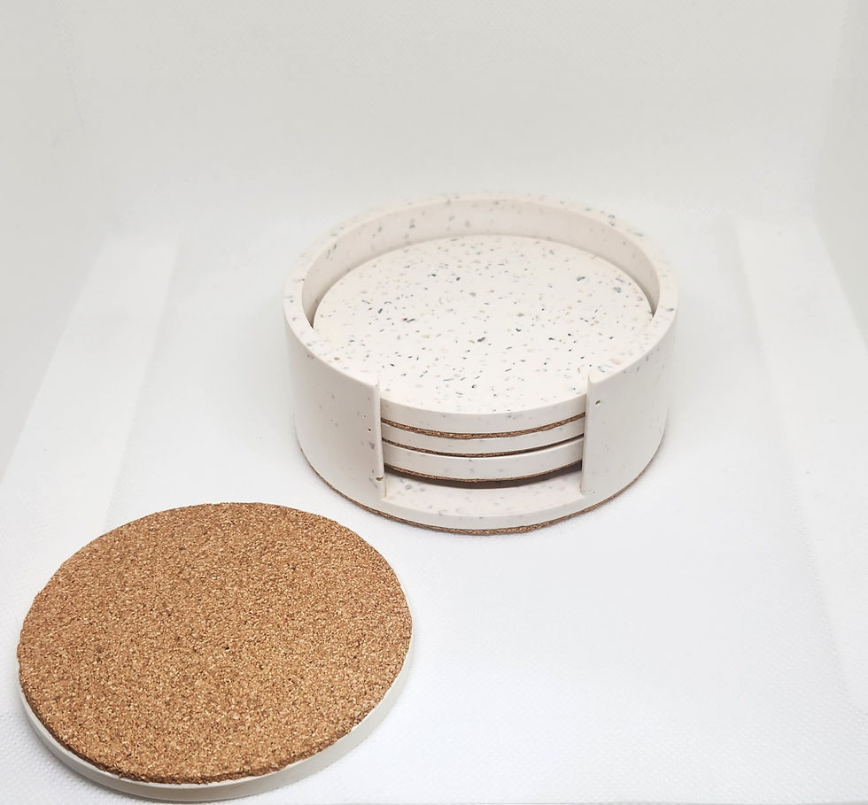 Thumbnail: White with Beach sand round coaster set