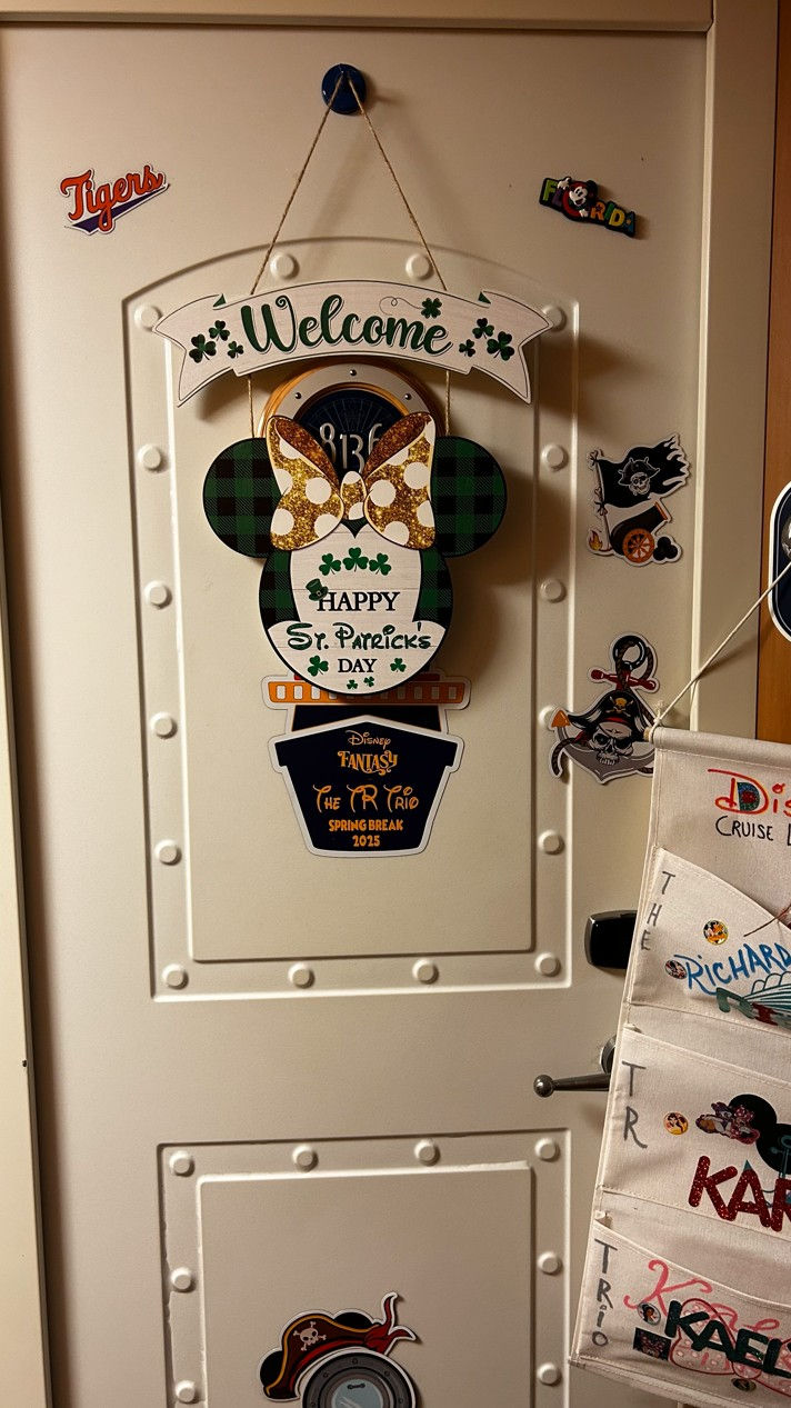 A decorated stateroom door on a Disney Cruise ship