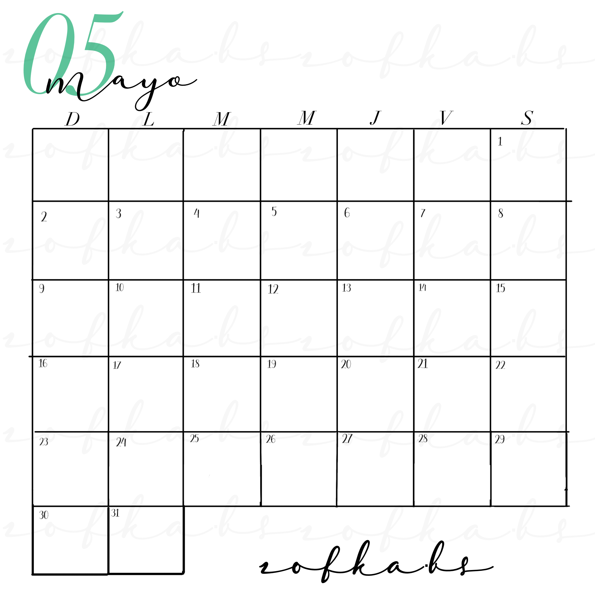 Calendario Mayo/Calendarios Bullet Jornal