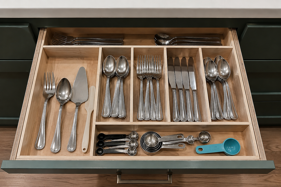custom utensil organizer to keep drawers looking clean