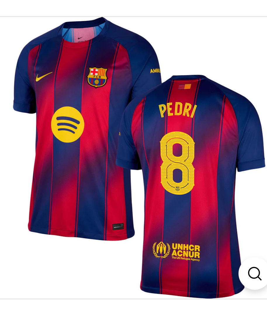 Pedro Gonzalez Lopèz “Pedri” #8 Barcelona Red/Blue 25/26 Jersey NWT