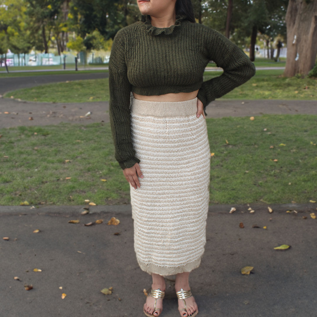 Korean Co-Ord Set Pookie Woolen Top & Long Skirt