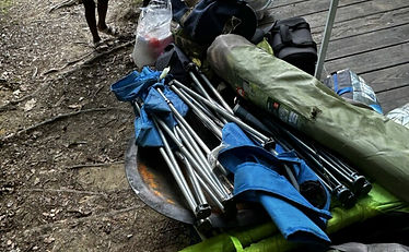 Youth camping using donated sleeping bag
