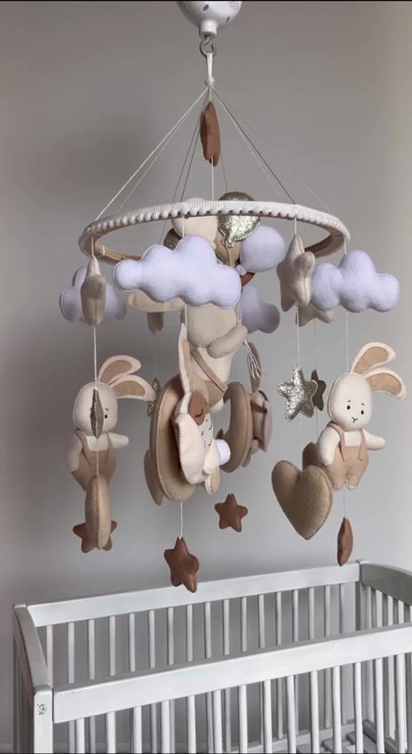 Miniatura: Giostrina lettino per neonati Baby mobile, Carillon giostrina culla, 3 Conigli