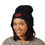 Thumbnail: Triple Dare Embroidered Unisex Cuffed Beanie, Cozy Knit Hat