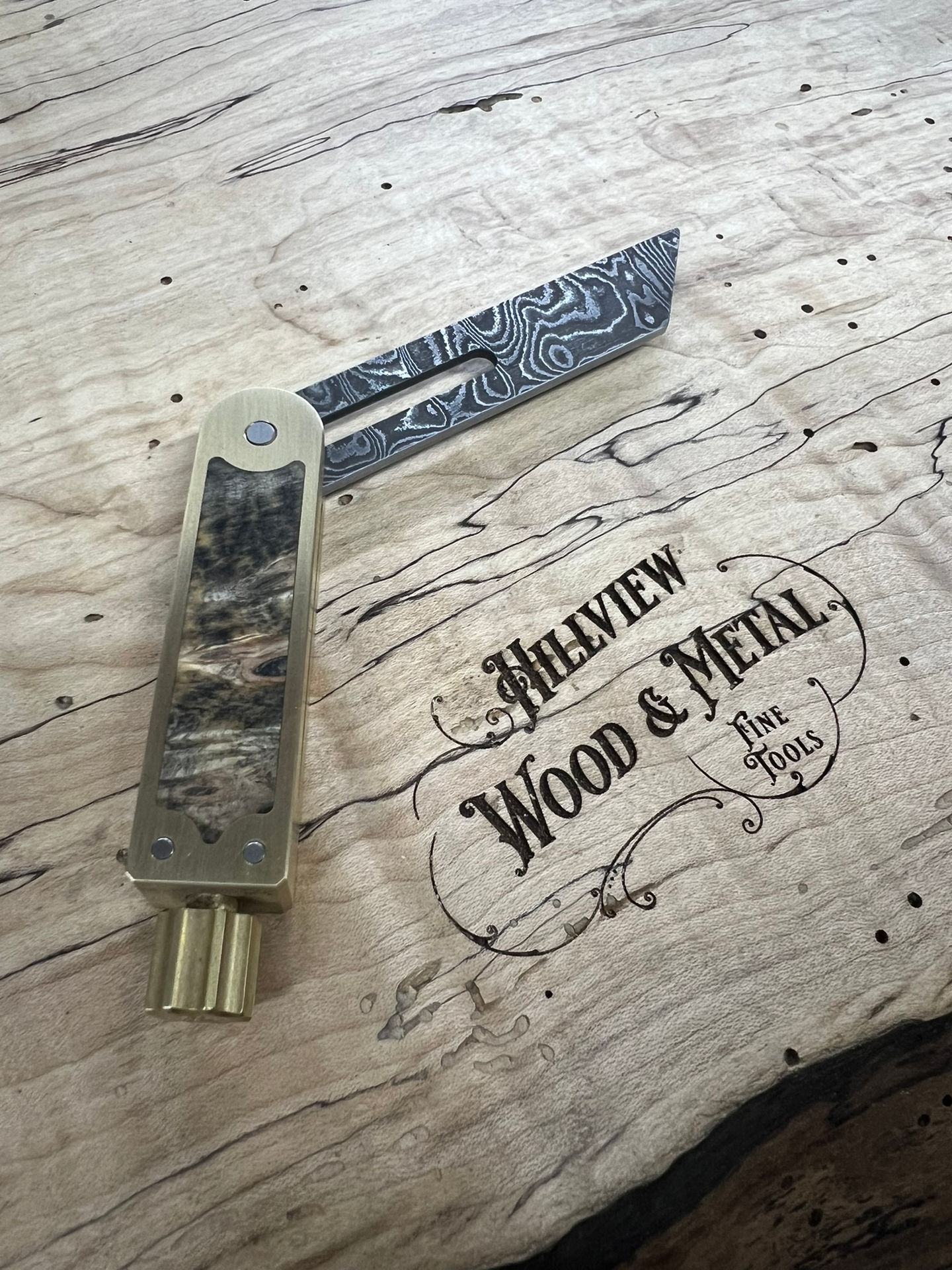 4" Buckeye Burl with Damascus blade