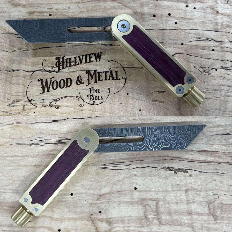 4" Purpleheart with Damascus blade