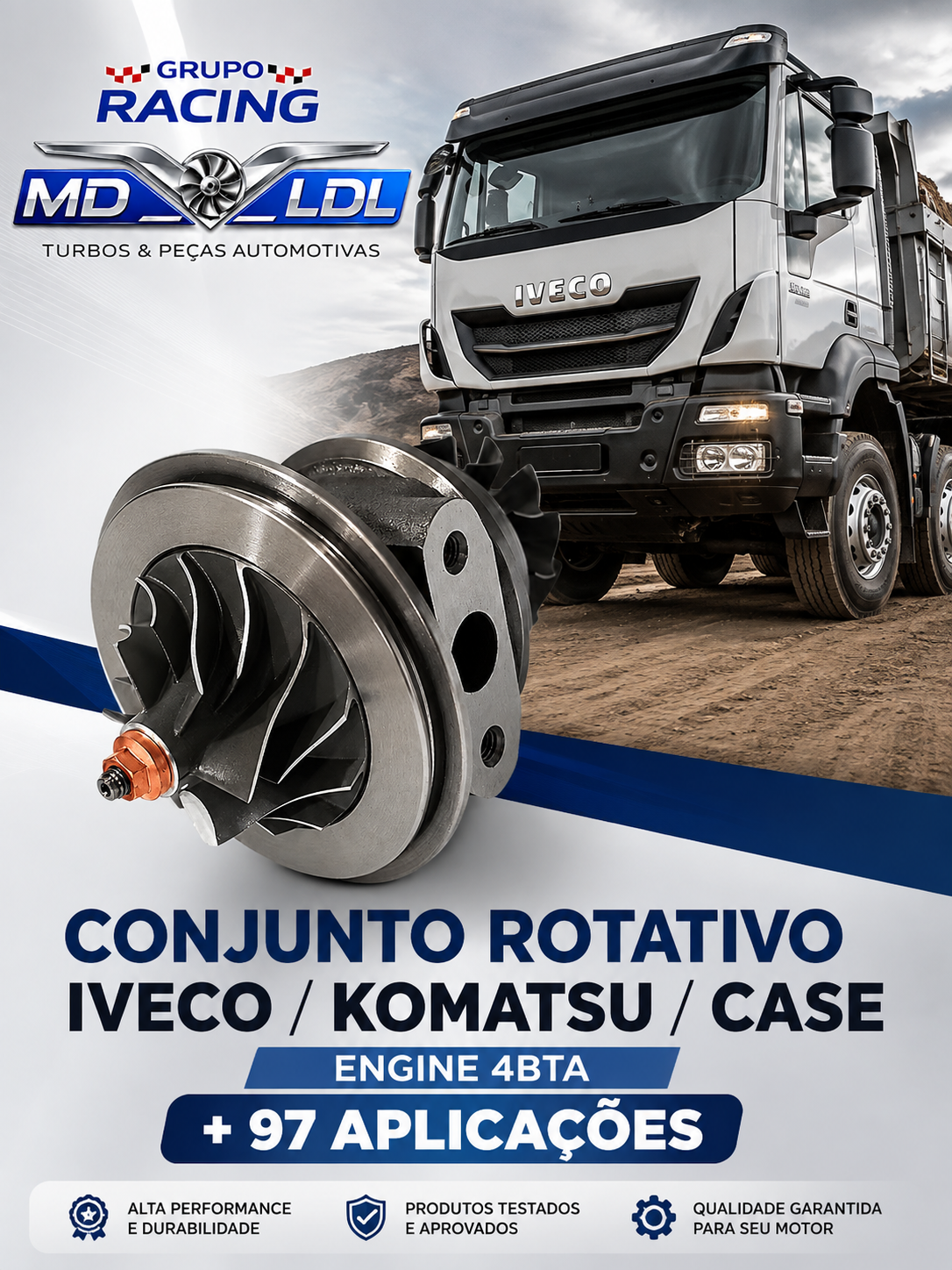 CONJUNTO ROTATIVO - IVECO/KOMATSU/CASE - ENGINE 4BTA + 97 APLICAÇÕES