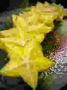 row of chopped star fruit