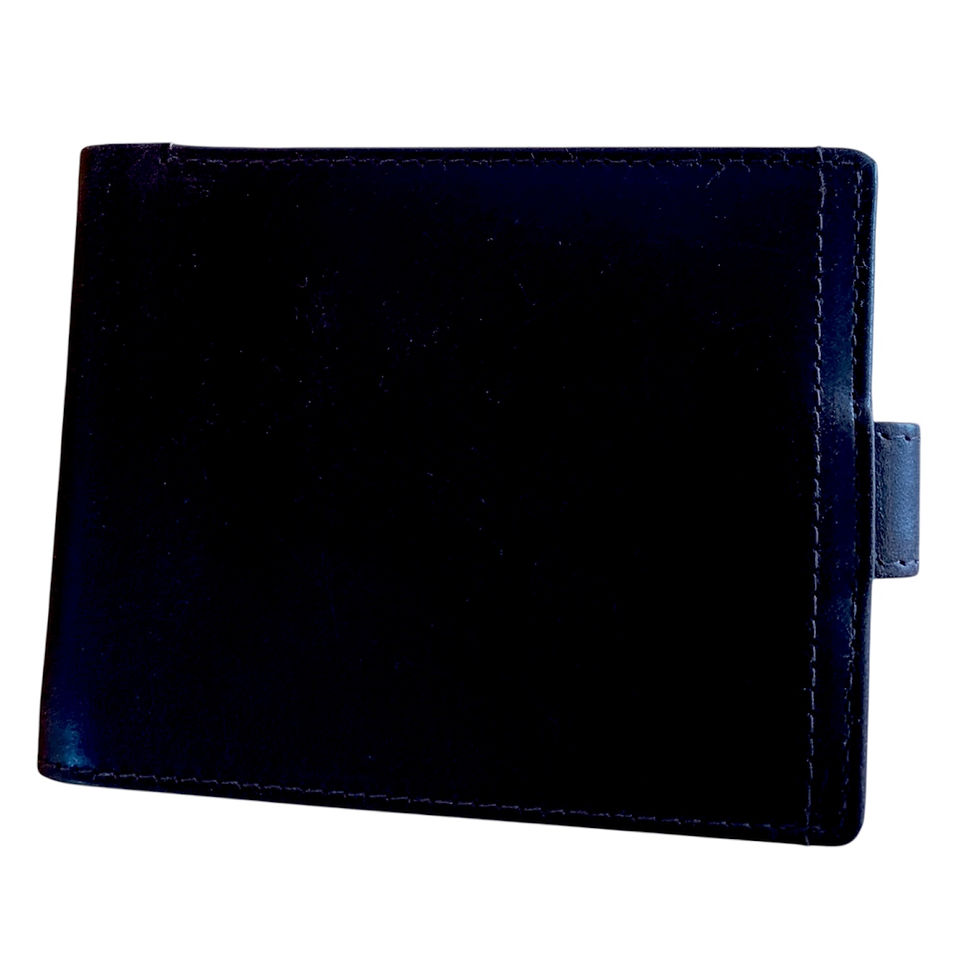 Thumbnail: Genuine Leather bifold wallet from  Acorn & Hide black, snap closure
