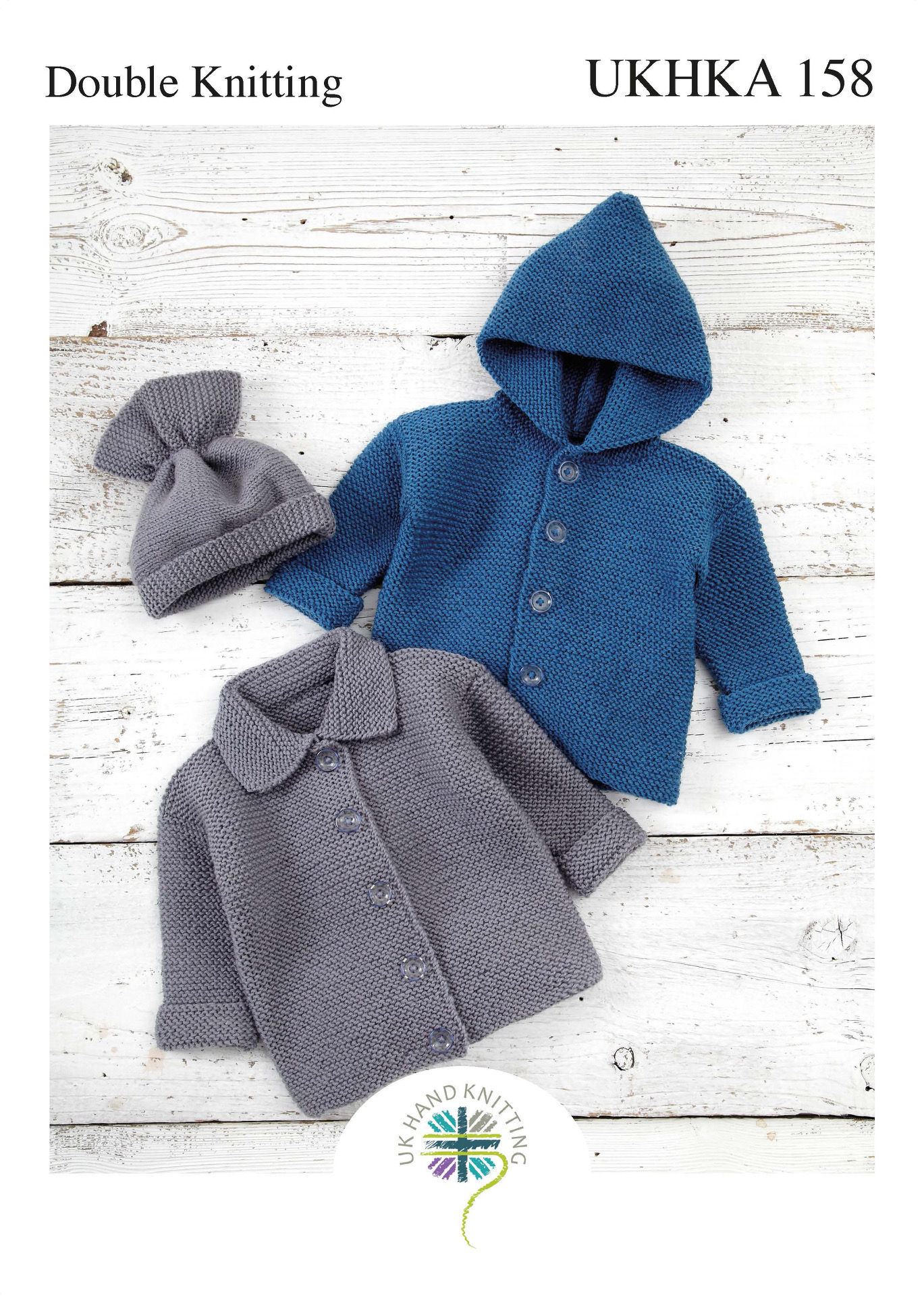 UKHKA 158 Knitting Pattern in DK Baby Hooded Jacket & Hat Sizes 0 to 12 mths