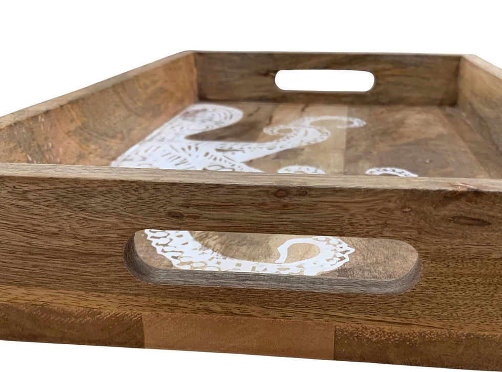 Thumbnail: Set of 2 wooden nesting trays, etched octopus, Shoeless Joe sustainable wood
