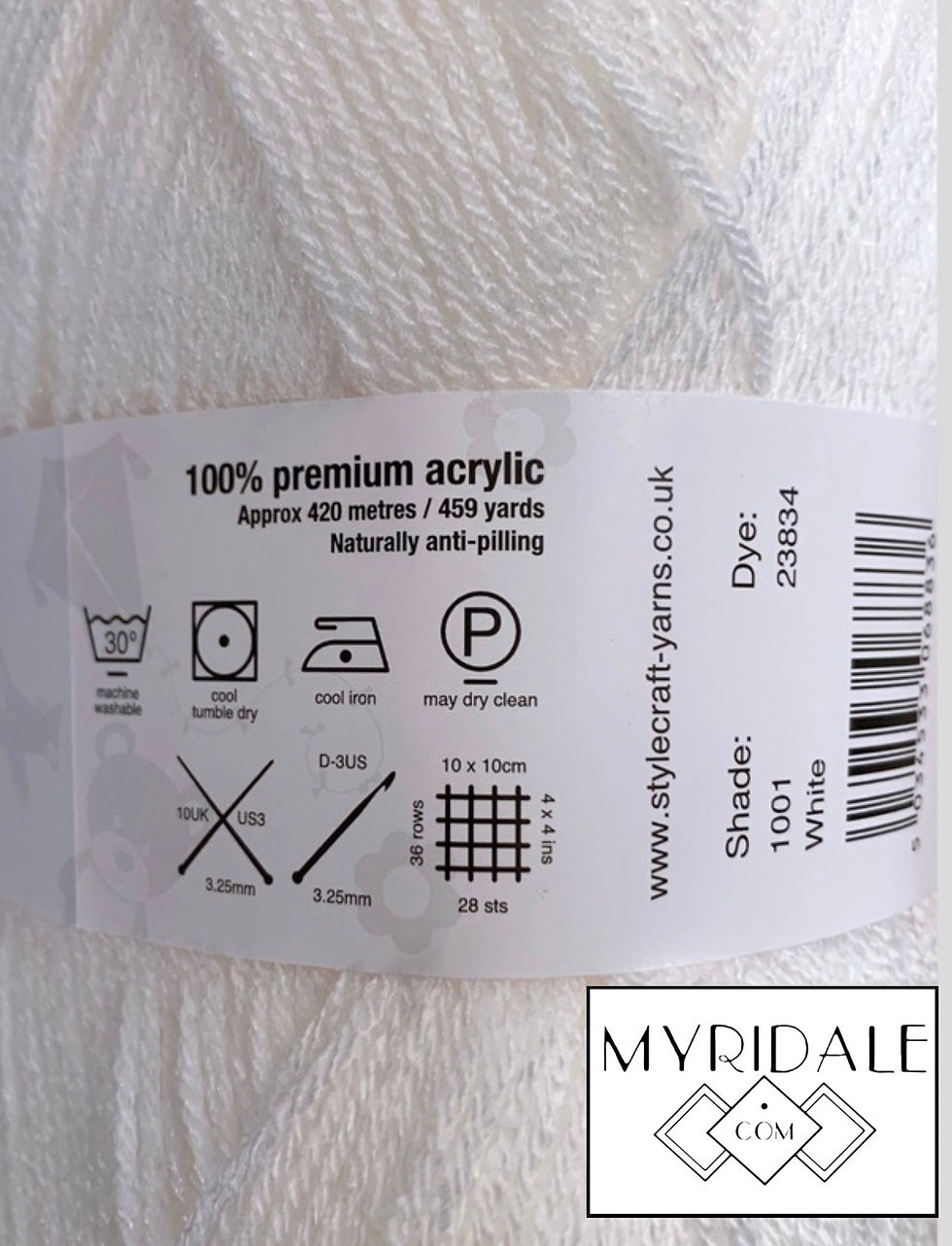 Thumbnail: Stylecraft Special for Babies 4 ply yarn. White 100g, Machine Washable
