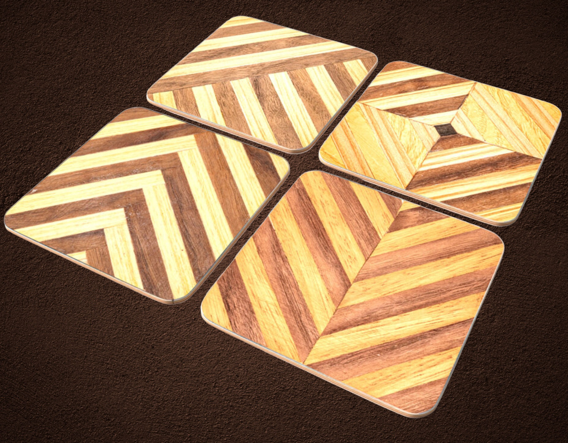 Intro Into Parquetry / Marquetry Kit, to make x4 wooden Coasters