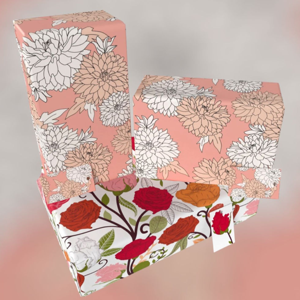 Thumbnail: Rosie Parkinson Quality gift wrap x2 +tags 'Red Rosa/  Petals' 100% Recyclable