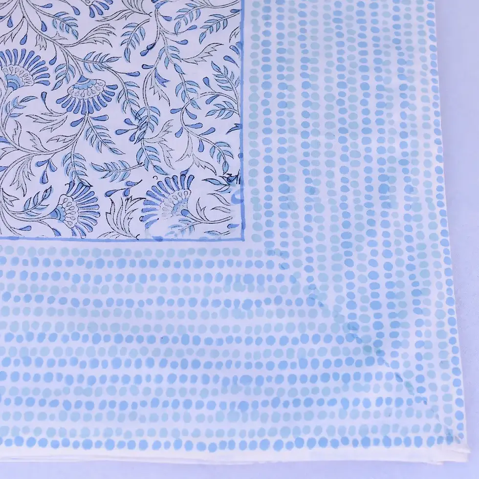 Thumbnail: Blue & White Botanical Tablecloth, Pure Cotton, rectangular approx 60" x 90"